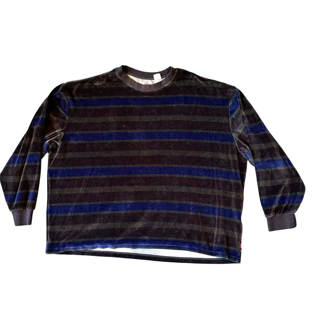 Levi’s Stay Loose Velour Striped Long Sleeve Tee Men’s Grunge‎ - Size XL
